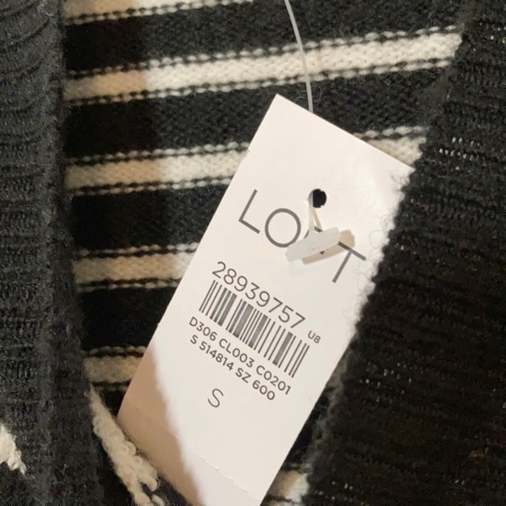 Loft Striped black and white striped sweater with knotted waist small - Picture 6 of 10